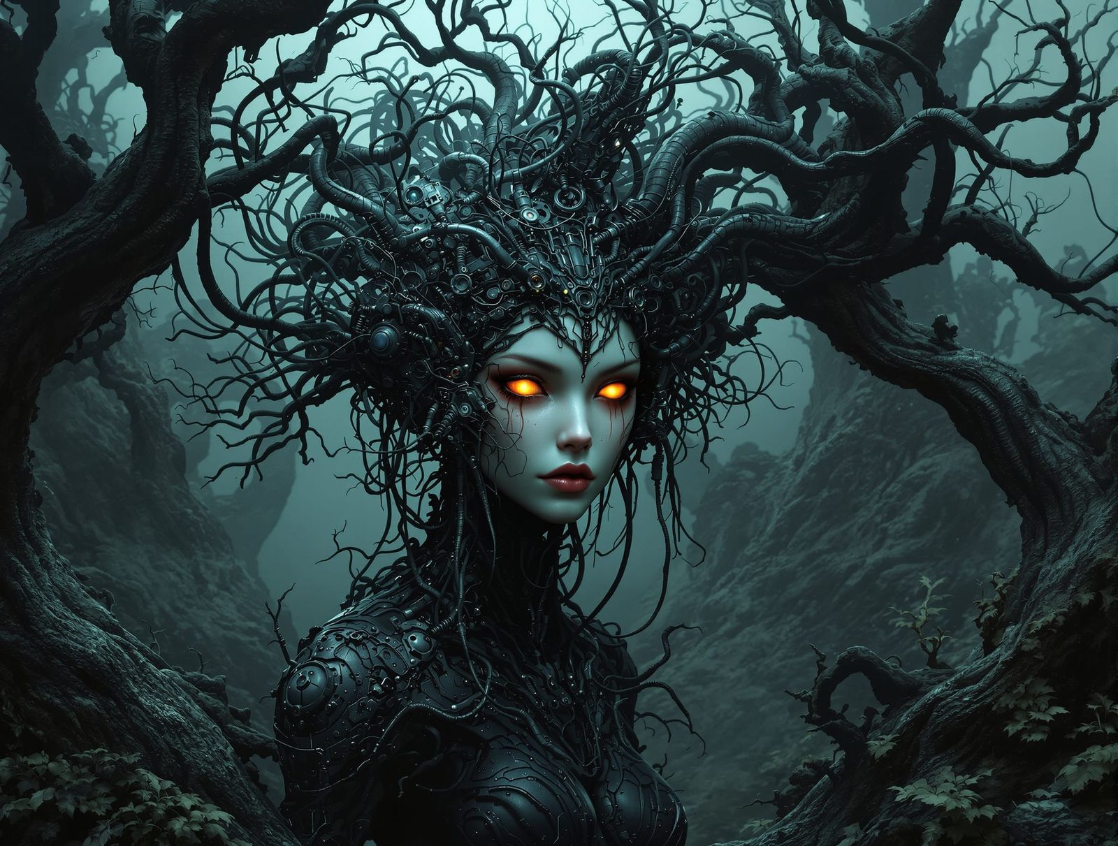 Eerie Biomechanical Fusion of Japanese Woman