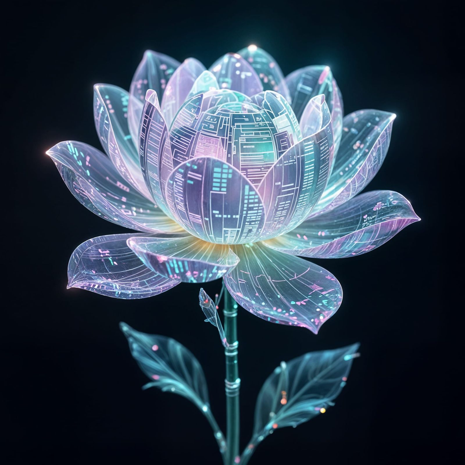 Ethereal Data Bloom: Lavender & Seafoam Flower