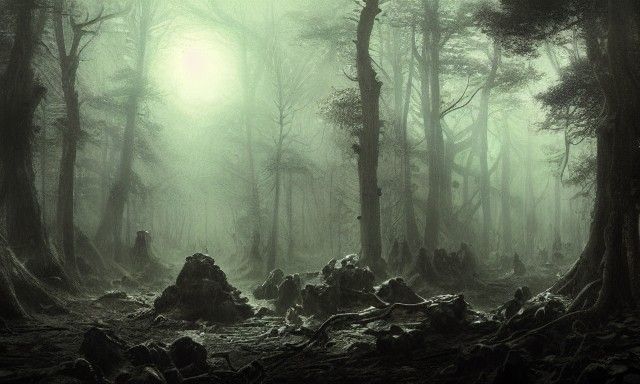 Haunted Forest in Japan: Horror Concept Art