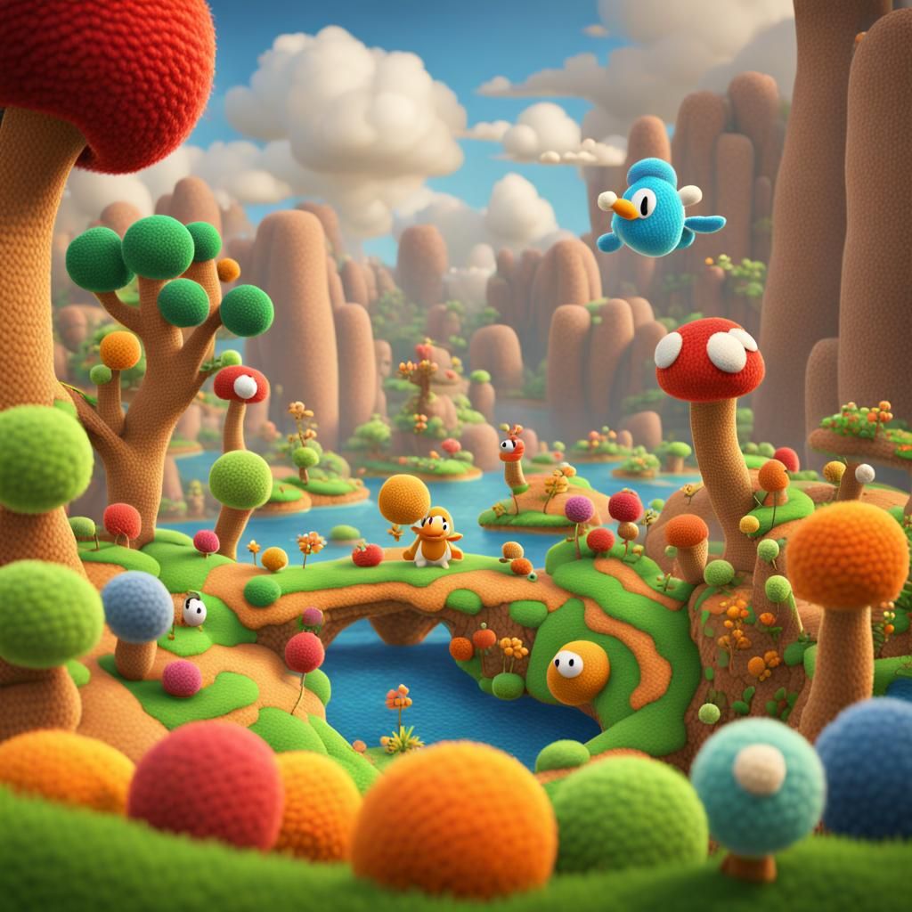 Yoshi's Woolly World: Detailed Fantasy Concept Art