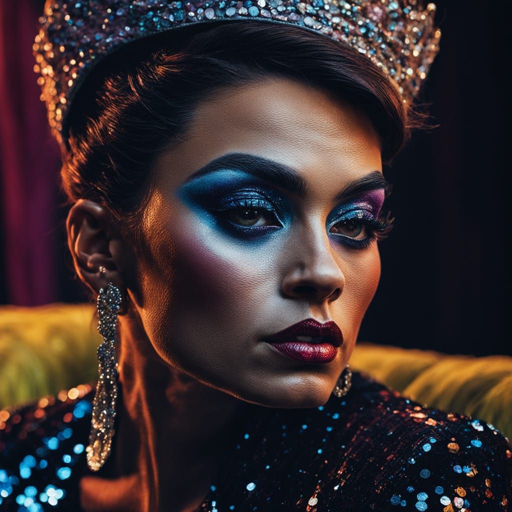 Ethereal Drag Queen Portrait in Vibrant Oil