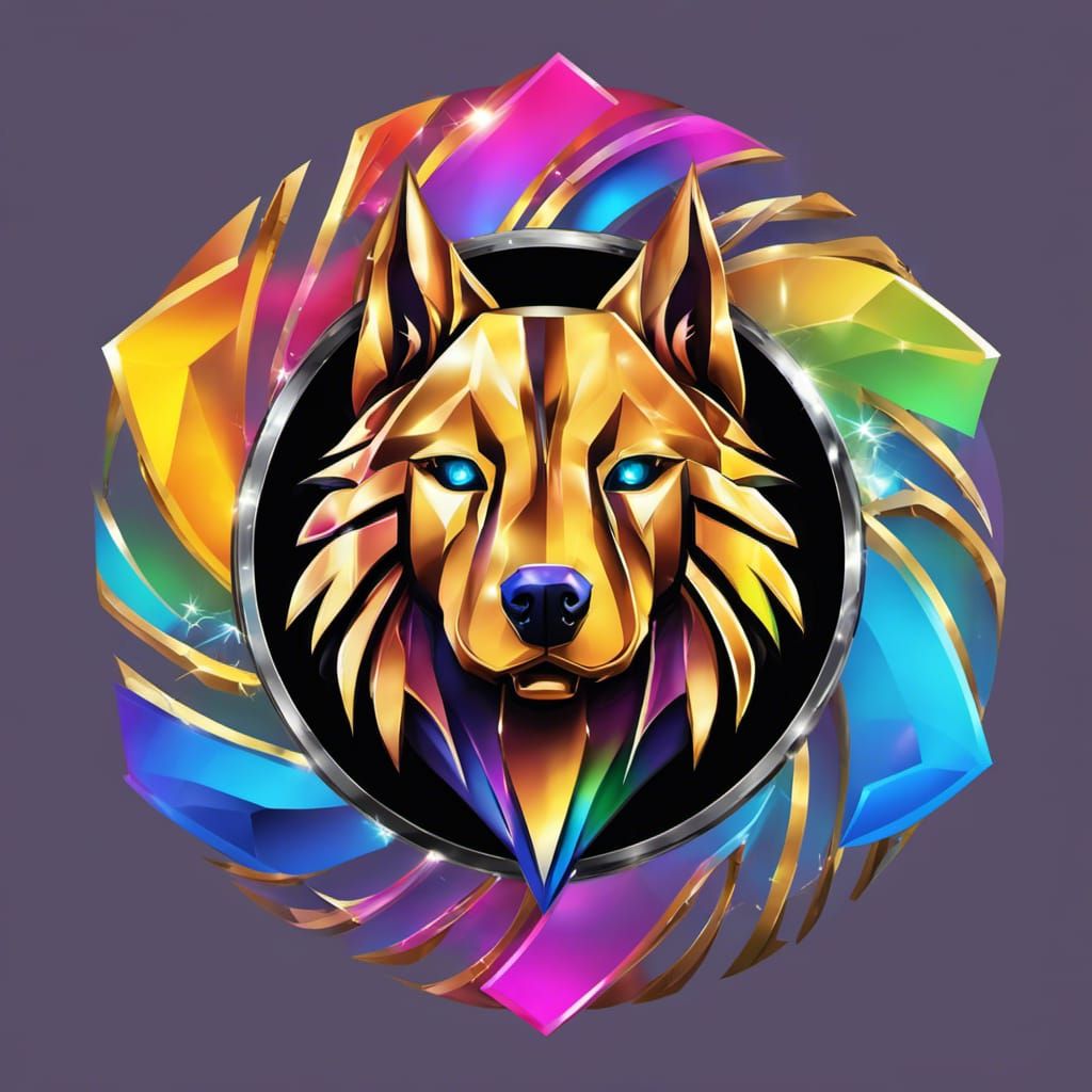 Rainbow Diamond Dog Head Logo in Digital Art