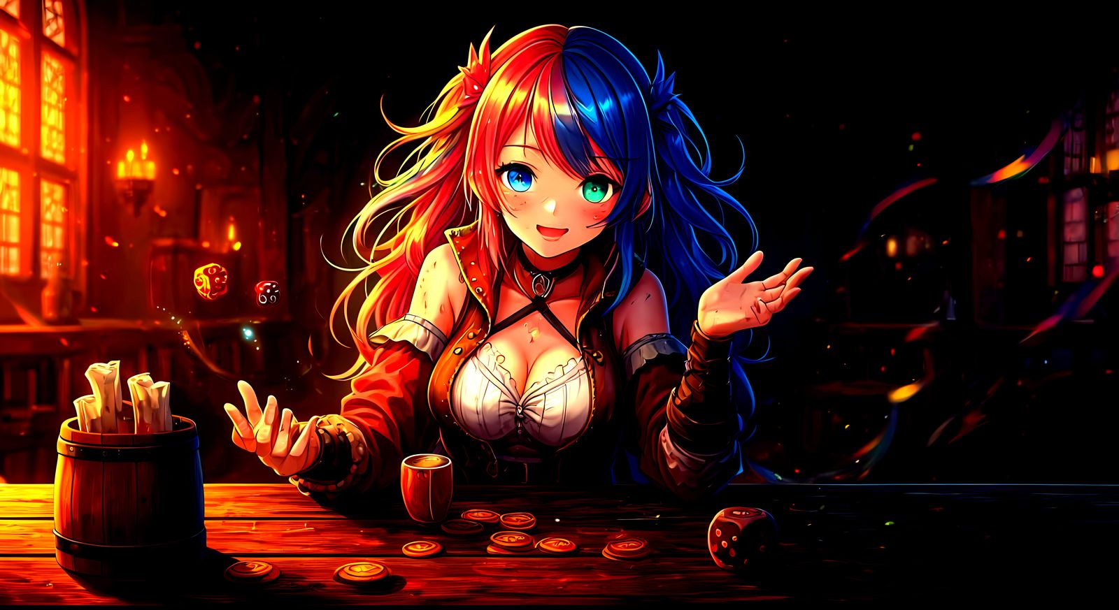 Anime Adventurer Enchants with Daring Pose in a Whimsical Ta...