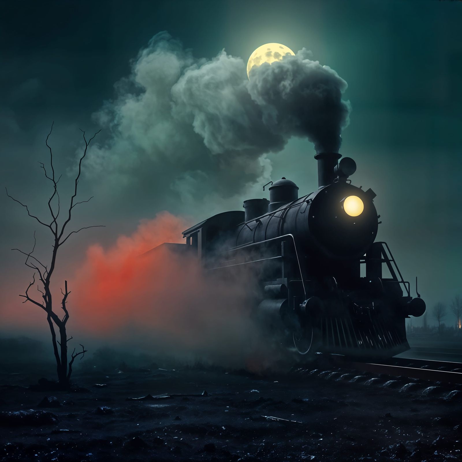 Mysterious Abandoned Train in a Haunted Landscape