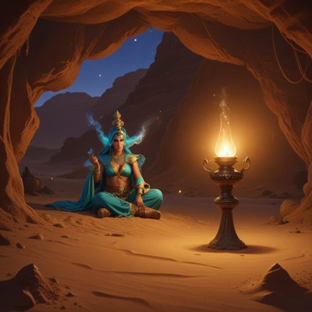 Female genie: "I wish to have a husband."