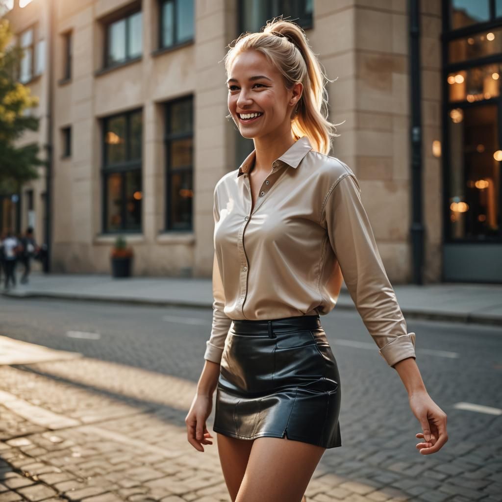Smiling Blonde Woman in Hyperrealistic Cinematic Portrait