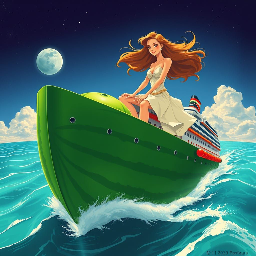 Lady Rides Watermelon Ship into Bermuda Triangle