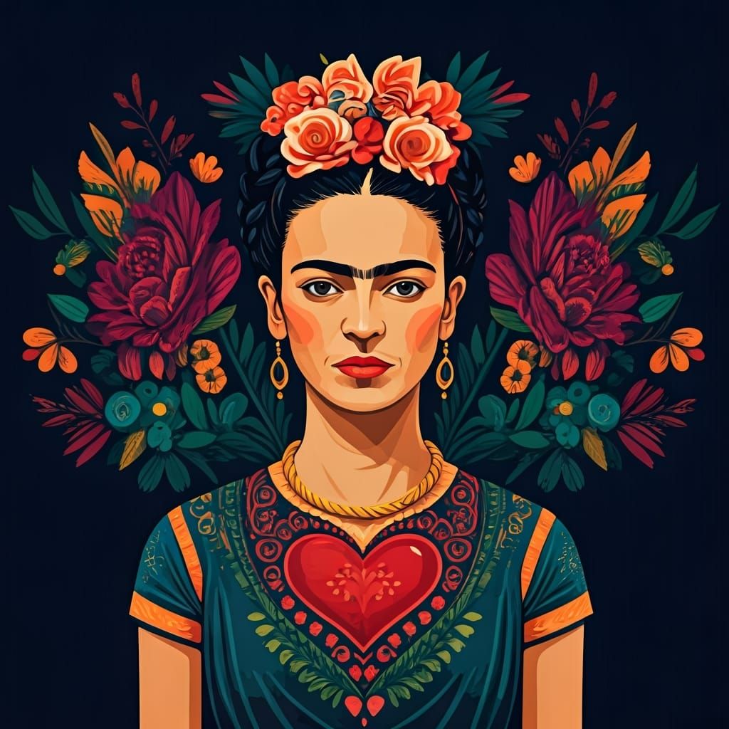 Frida Kahlo Style Heart Alebrije