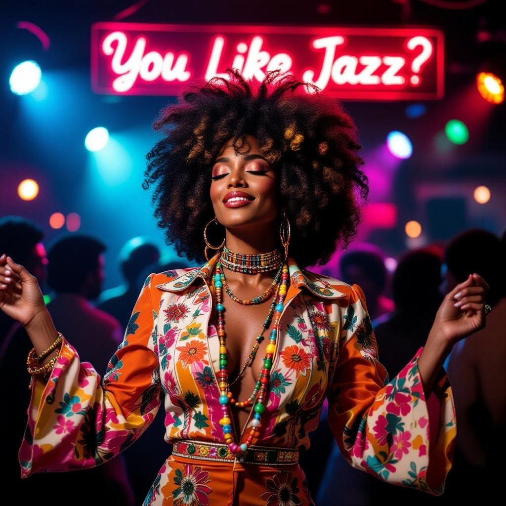 Surreal Disco Goddess in Rapturous Bliss