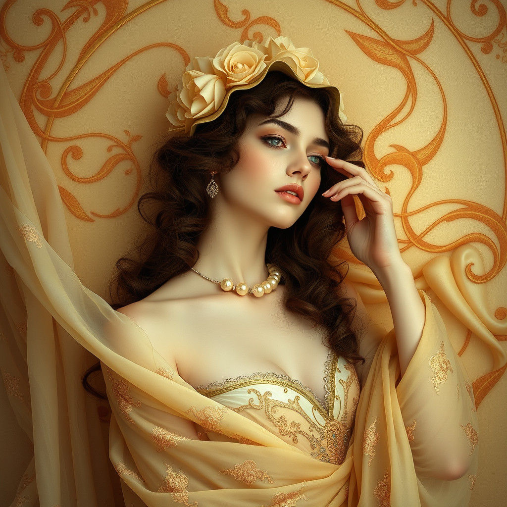 Ethereal Woman in Art Nouveau Style