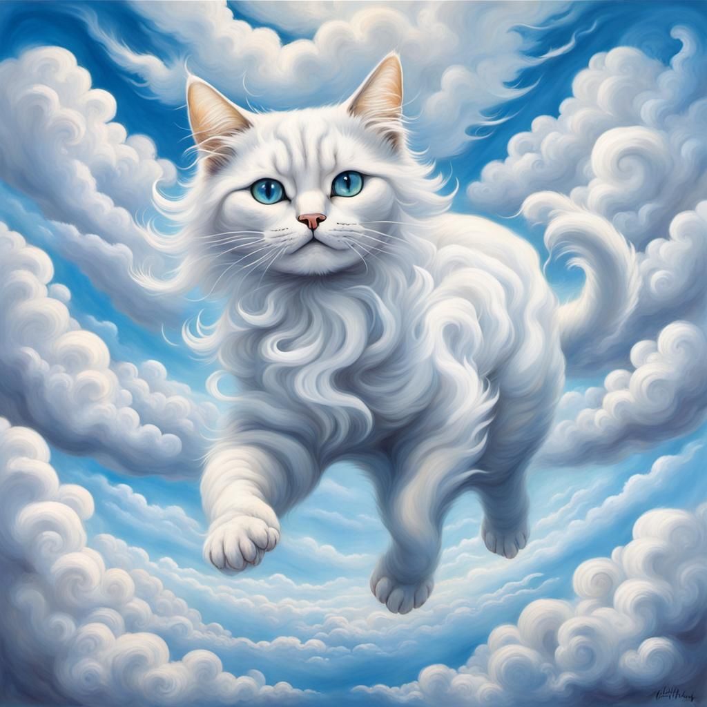 Majestic Cloud Cat Soaring in the Sky