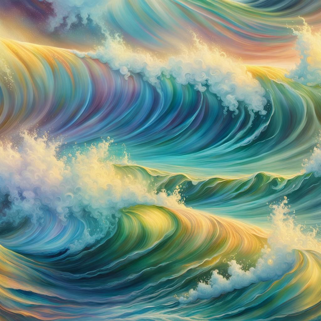 Gentle Golden Waves in Iridescent Hues