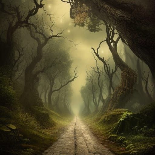 Dragon Forest Road in Detailed Fantasy Art