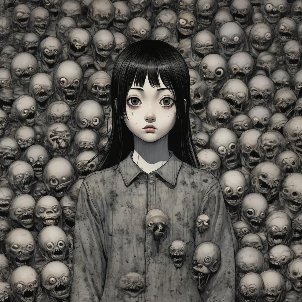 Grimdark Manga Drawing in Junji Ito Style