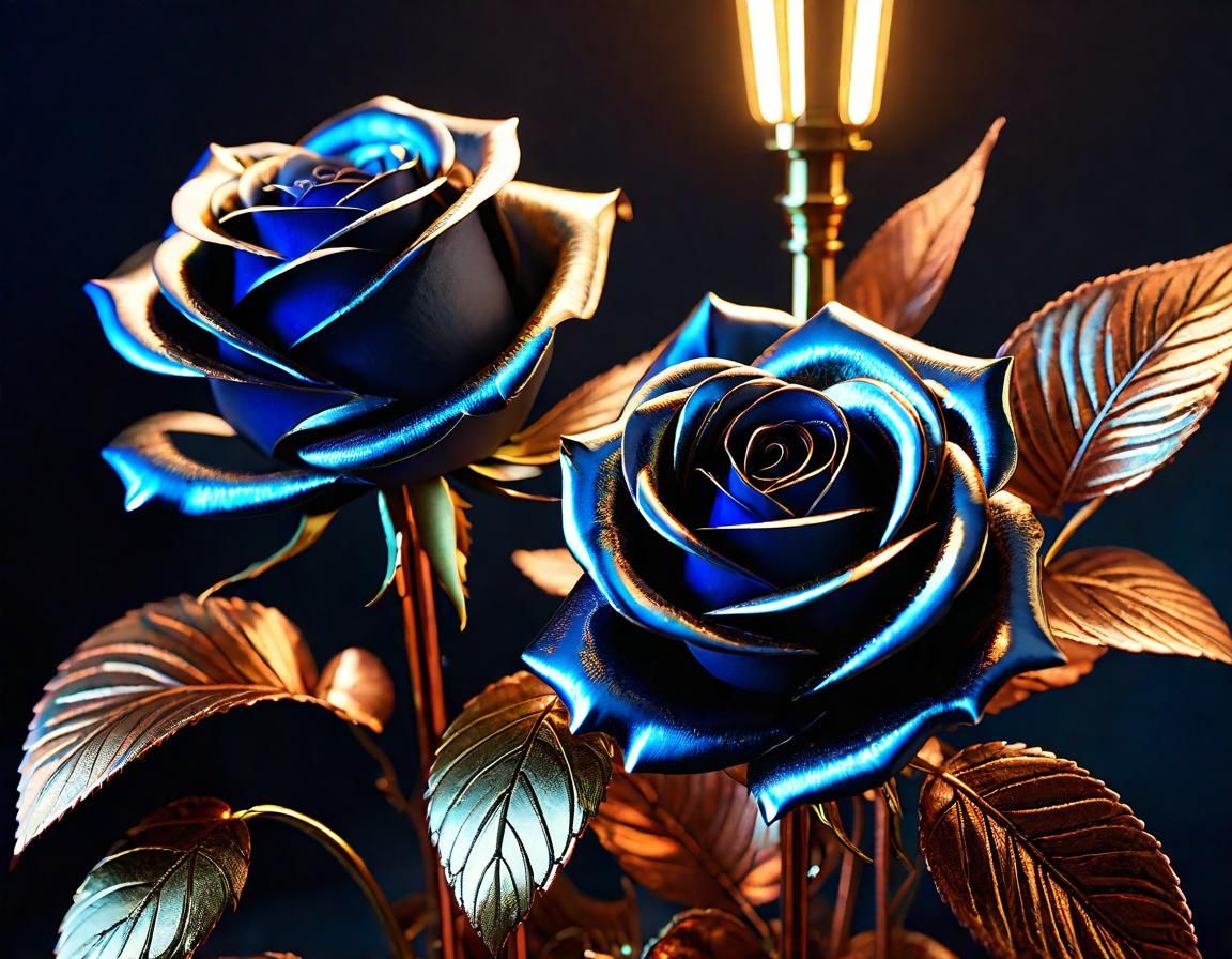 Steampunk Metal Roses with Volumetric Lighting
