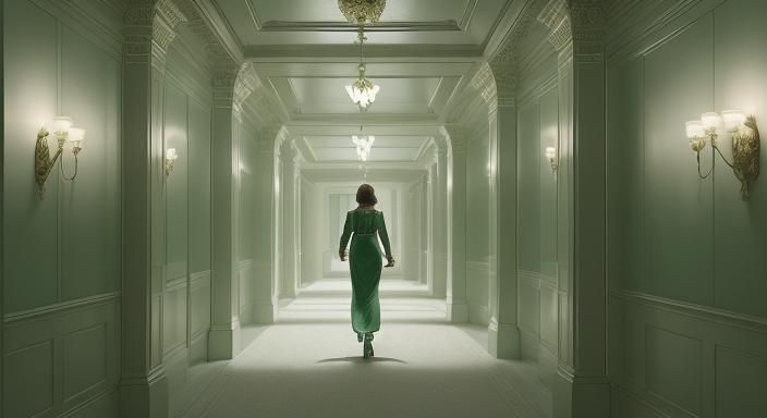 Ethereal Starship Encounter in Moody Green Light