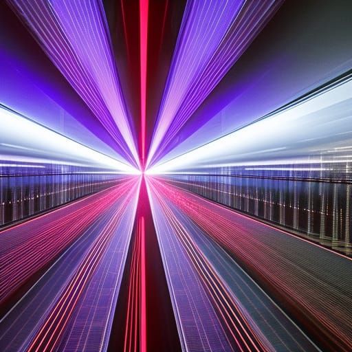 Futuristic Long Corridor with Lasers in 8K