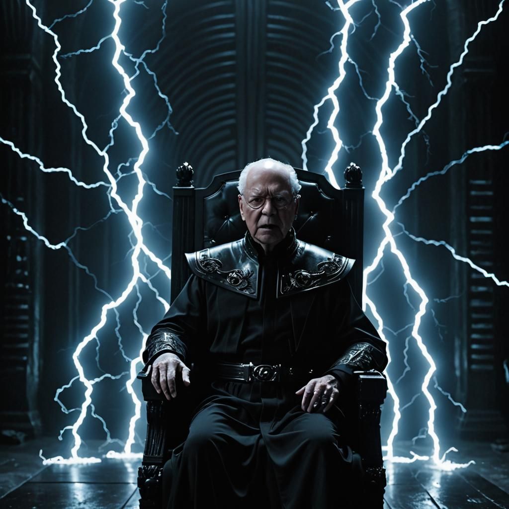 Klaus Schwab as Palpatine in Giger-Inspired Throne Room