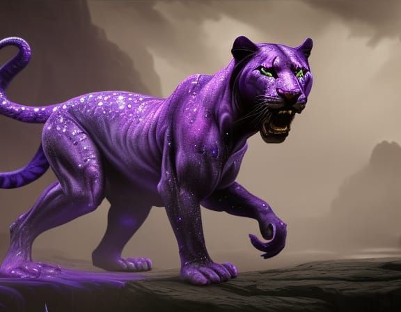 purple crystal panther a masterpiece, 8k resolution, dark fa...