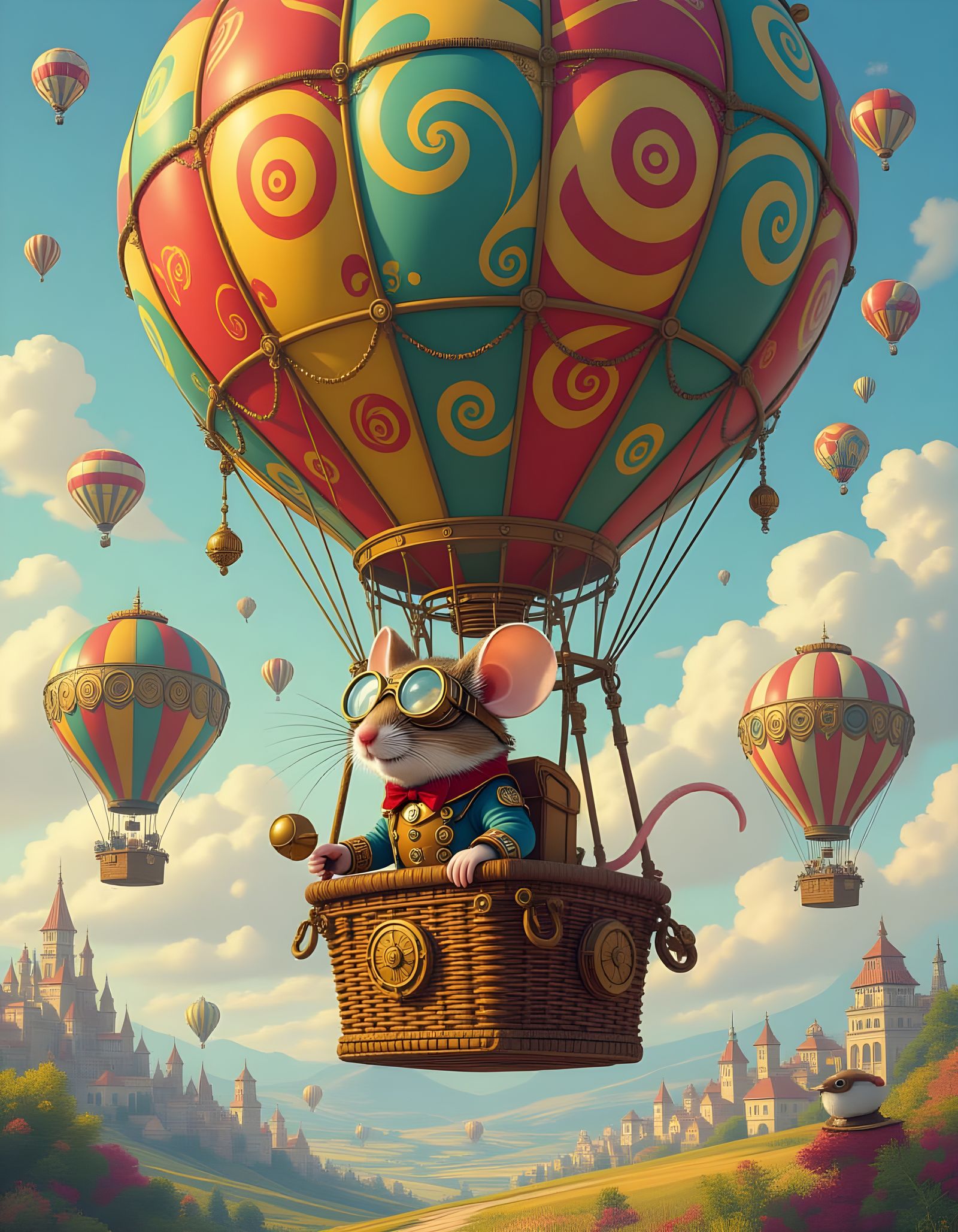 Mouse Pilot in Steampunk Balloon Adventure