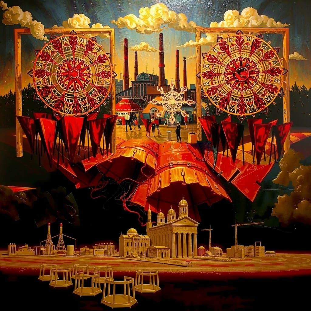 Expressionist Landscape with Factories and Funfairs