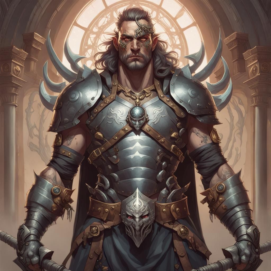 Four-Armed Armored God Concept Art Portrait