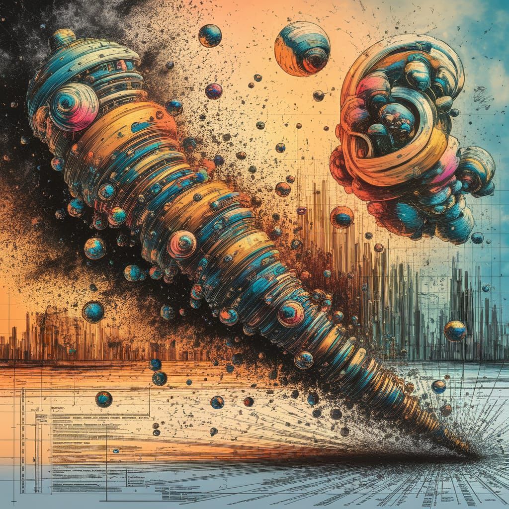 Psychedelic Surrealism Drawing in Fractal Colors and DNA Ink...