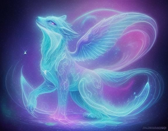 Astral Aurora: Cute Fantasy Animal in Cosmic Style