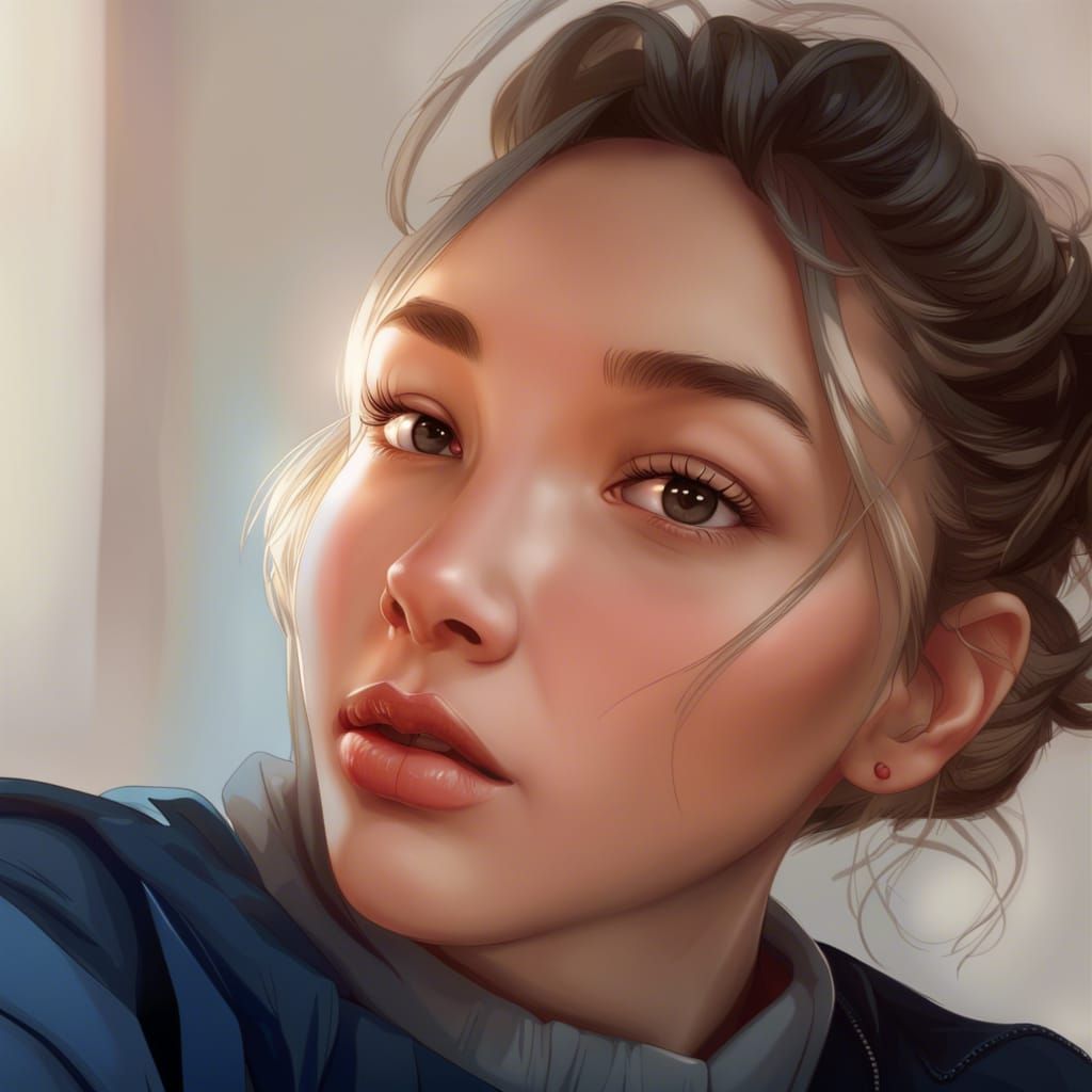 Hyperrealistic Portrait of a Girl, Digital Art