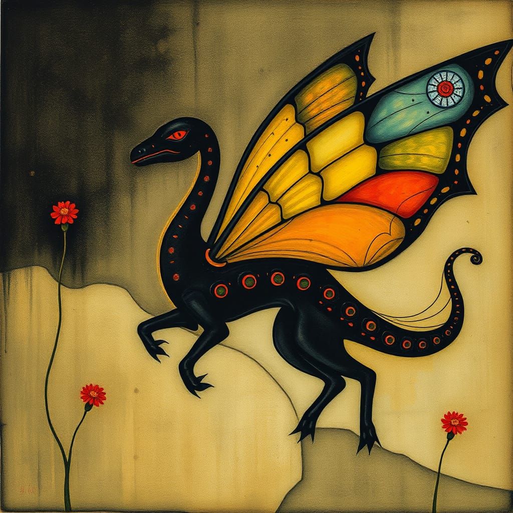 Dragon Butterfly in Surreal Expressionist Style