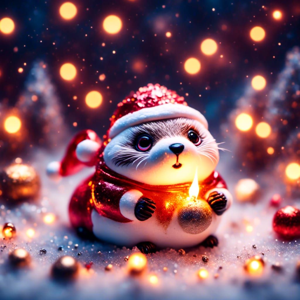 Whimsical Otter Marshmallow Santa Potato Creation