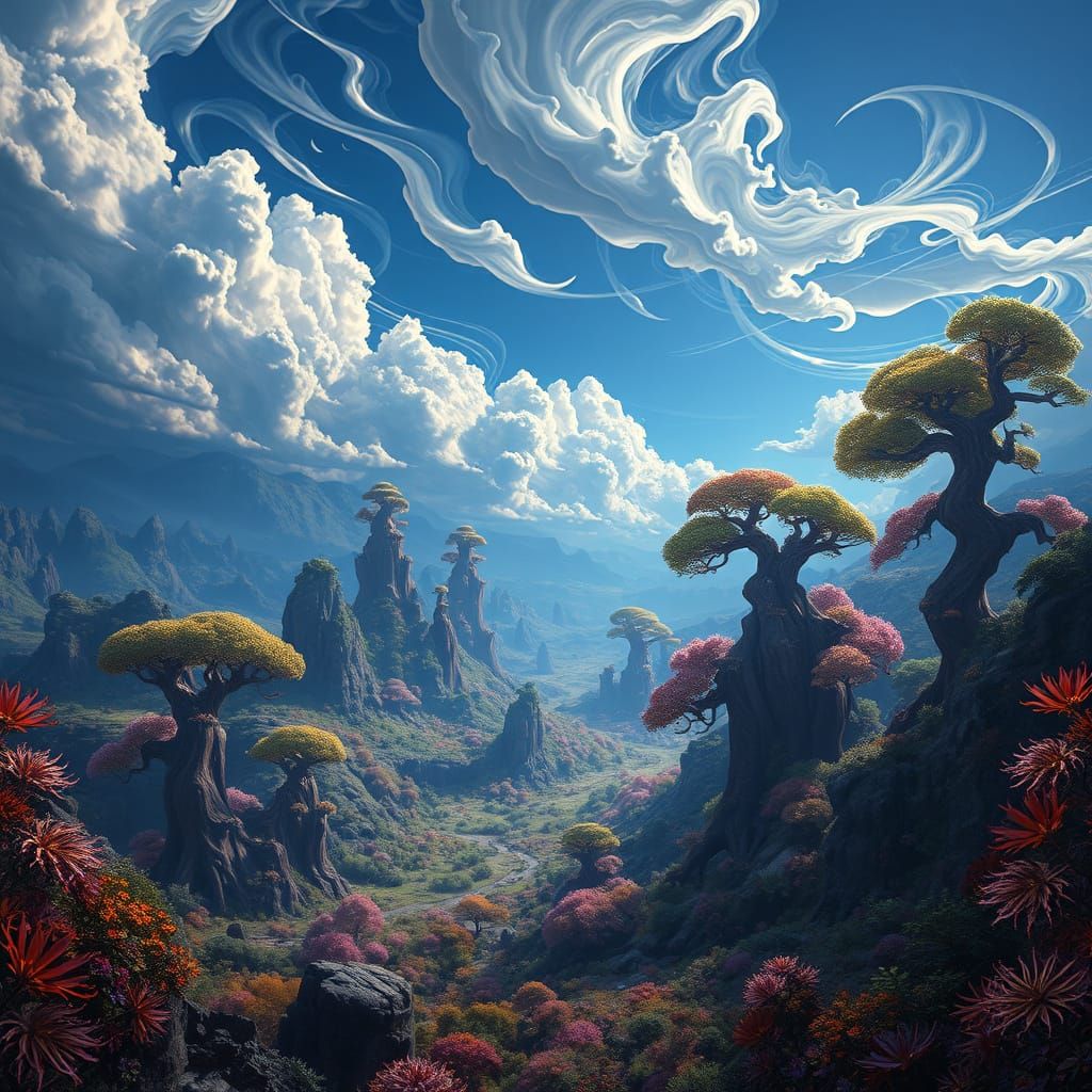 Surreal Fantasy Realm of Šapati Zemlje in Vibrant, Detailed ...