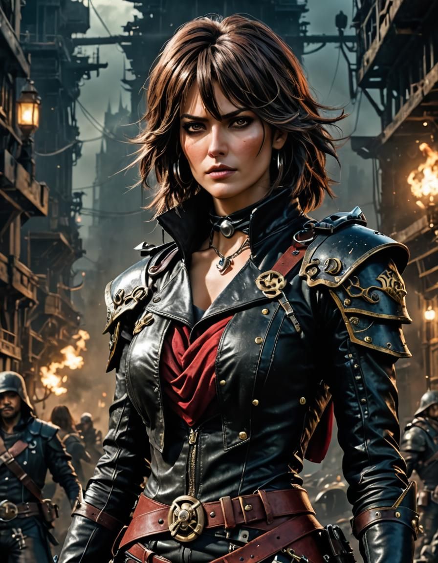 Post-Apocalyptic Female Portrait in Comic Art Style