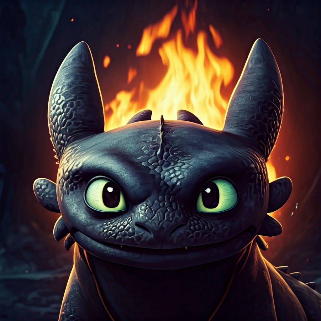 Hiccup and Toothless: A Dragon's Fiery Portrait