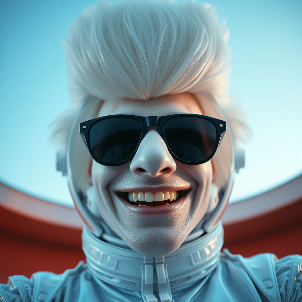 Surreal Space Dandy in Iridescent Spacesuit