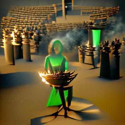 Oracle Beside Brazier of Green Flames
