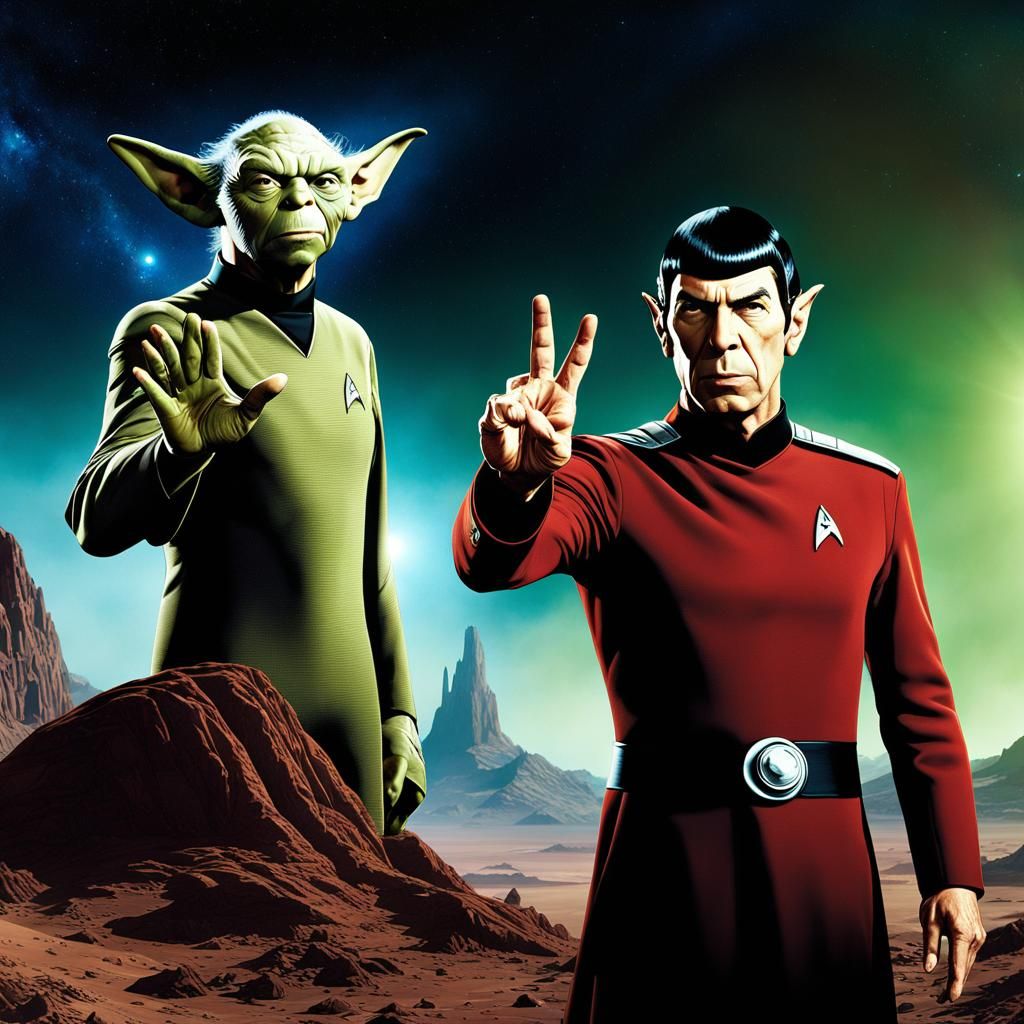 Spock and Yoda Give the Vulcan Salute