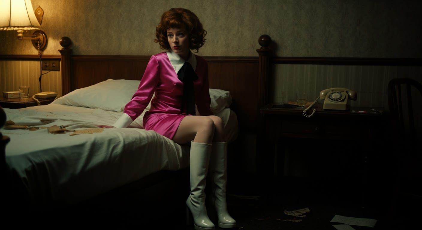 Gritty 1970s Documentary-Style Woman in Motel Room