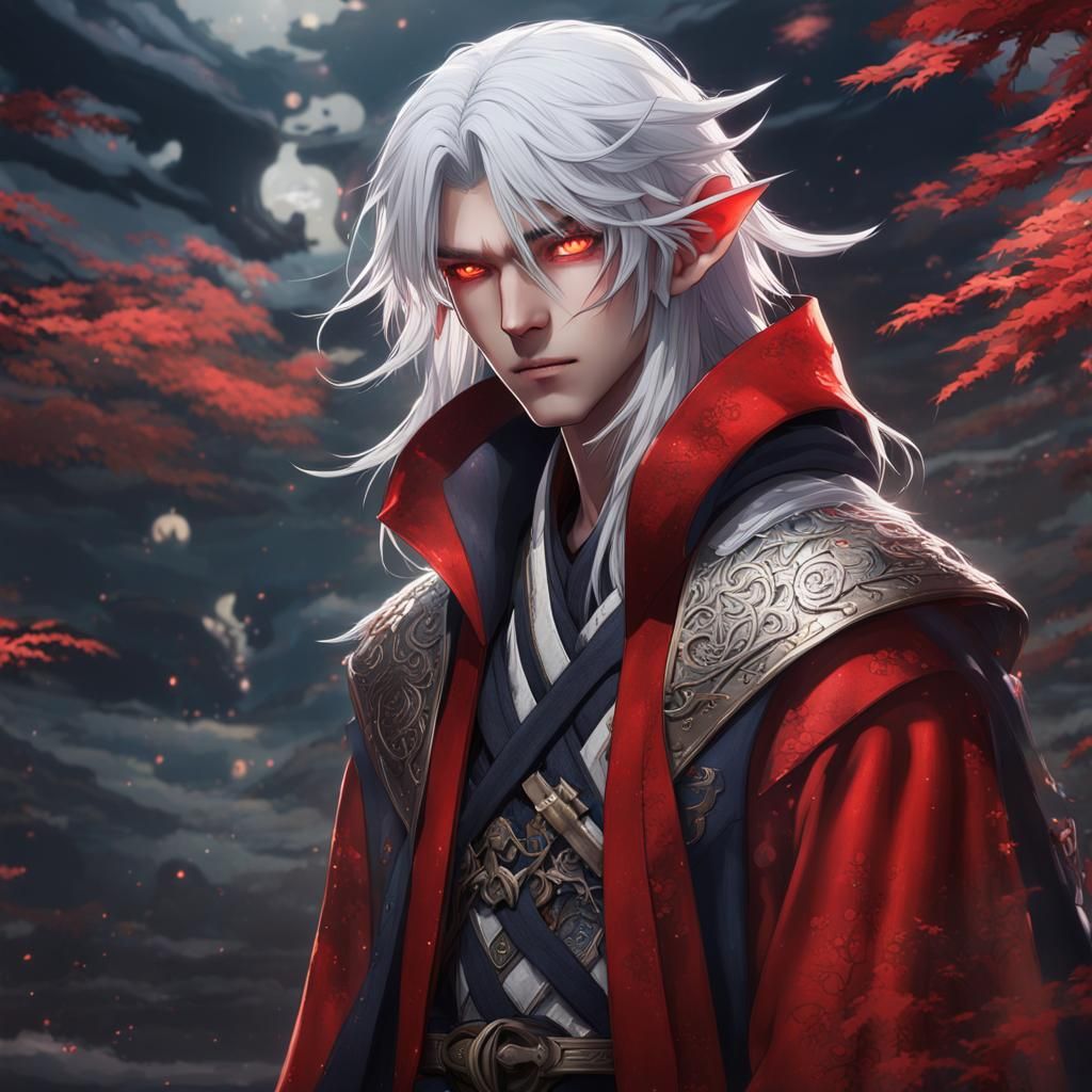 Anime Elf Warrior with Scythe, Digital Art