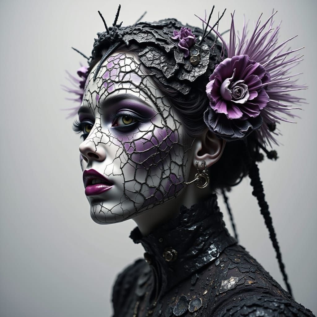 Broken Photograph with Shattered Pieces