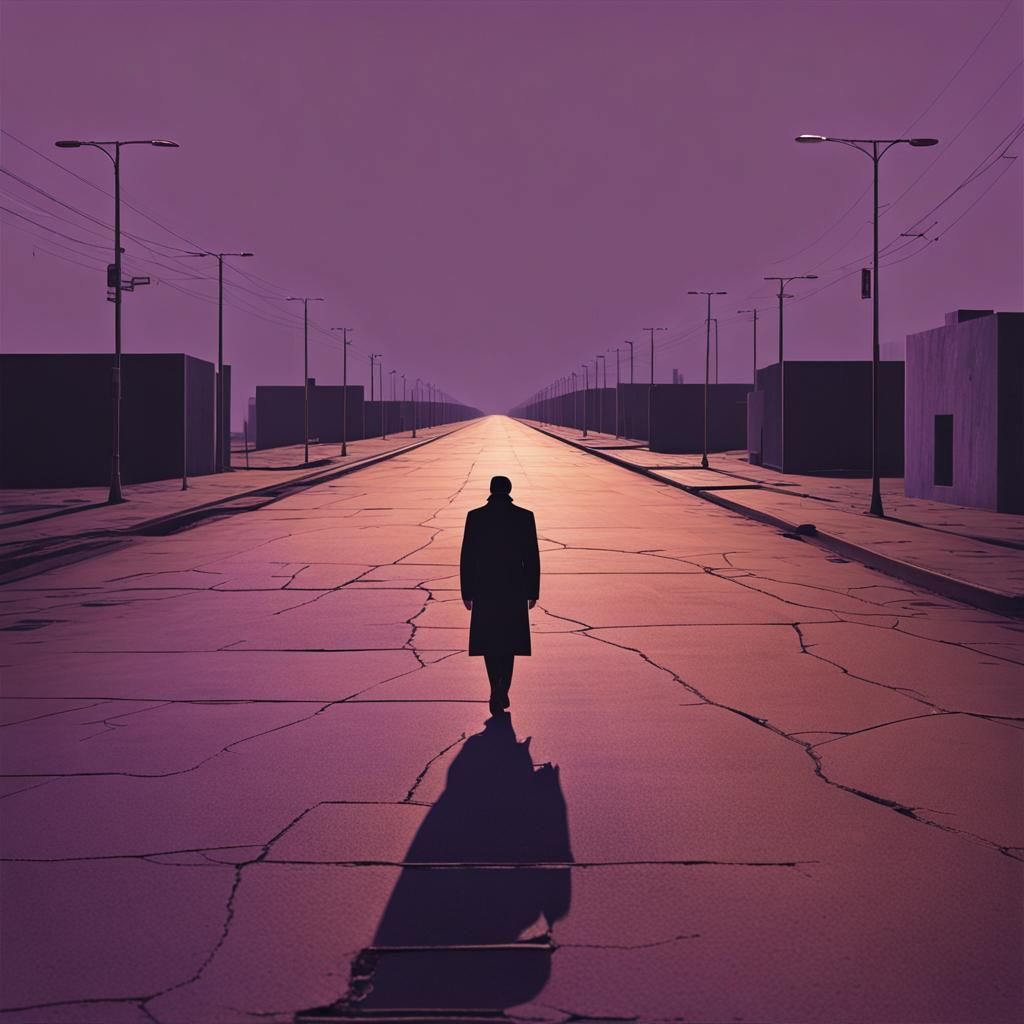 Abandoned Cityscape at Dusk in Triadic Colors