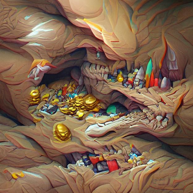 Dragon's Lair with Treasure, Artstation Quality