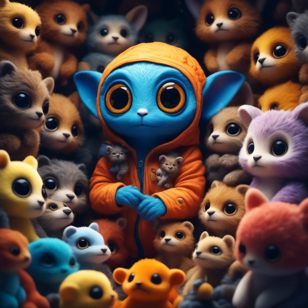 Cute Alien Hiding in Stuffed Animals