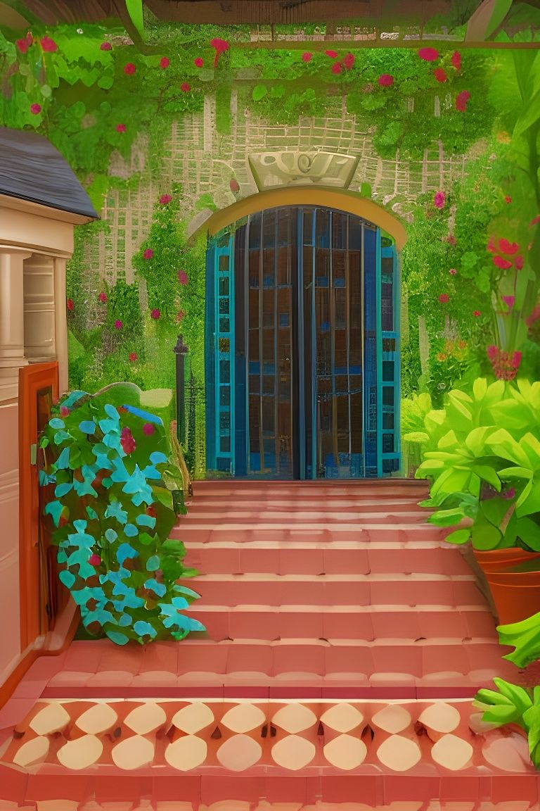 Romantic Mexican Garden Veranda in Pre-War Style