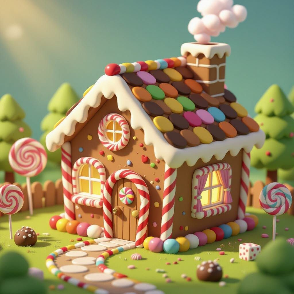 Charming Candy House in Isometric Indie Game Style