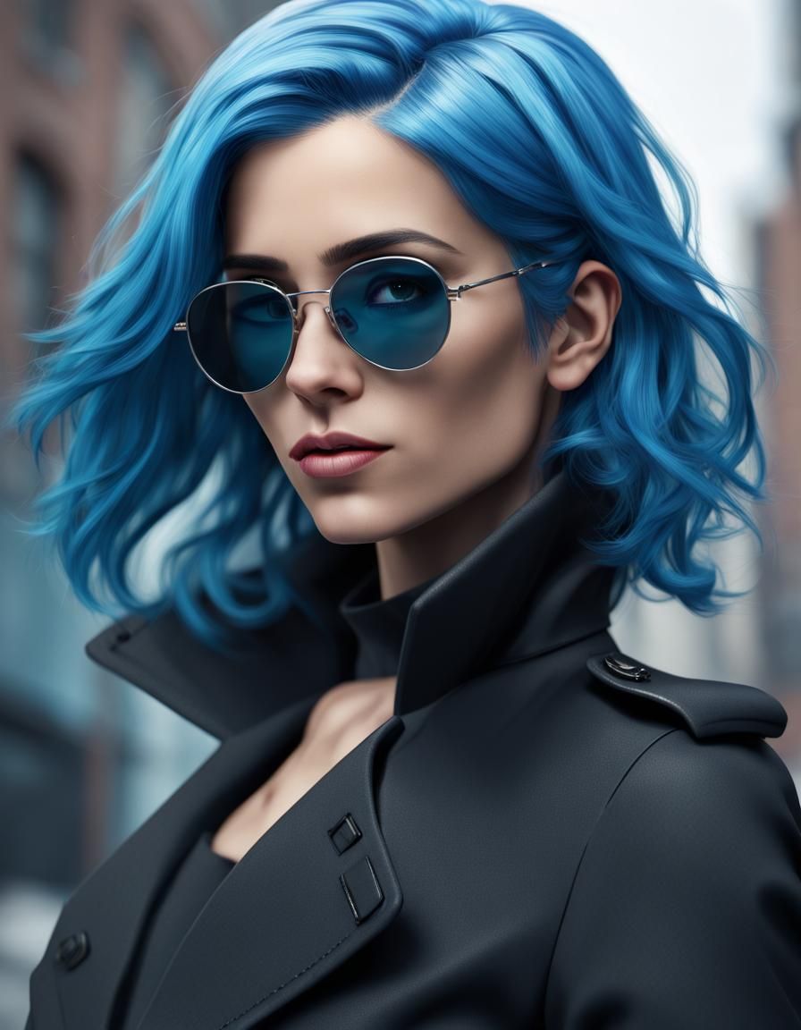 Blue-Haired Spy in Black Trench Coat