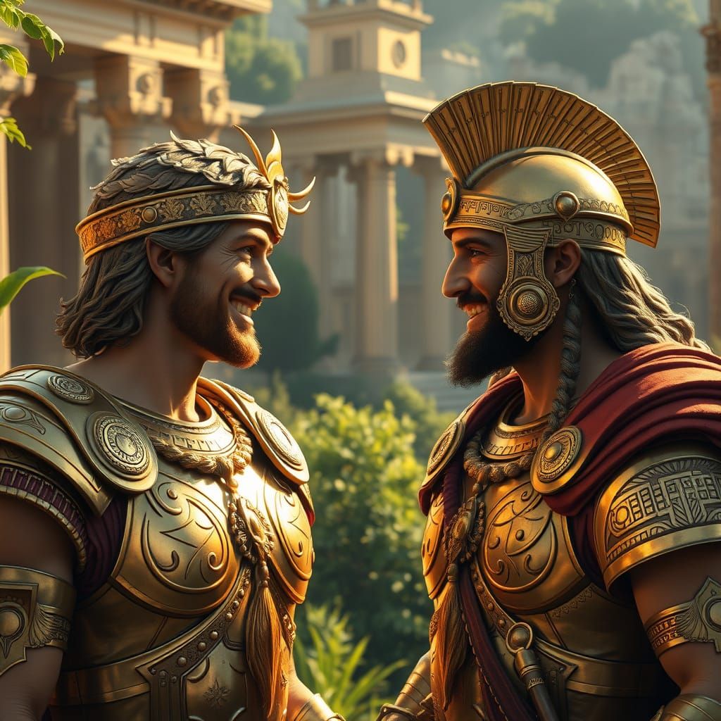 Alexander and Hephaestion in Ancient Greece, Digital Art