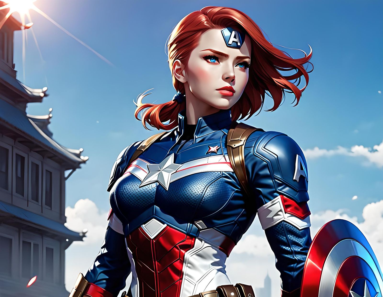 Anime-Style Female Captain America Concept Art