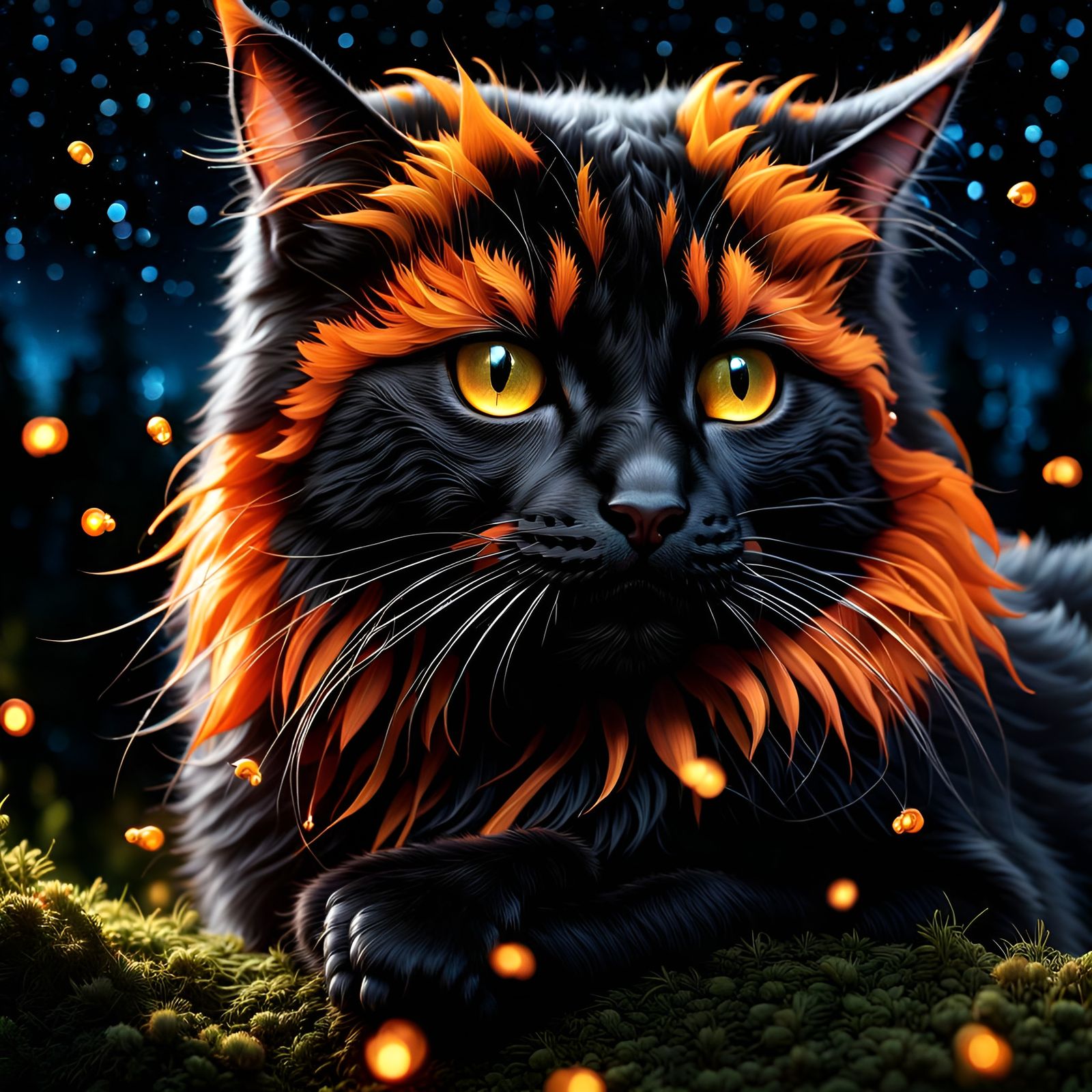 Photorealistic Cat Portrait with Dripping Colors
