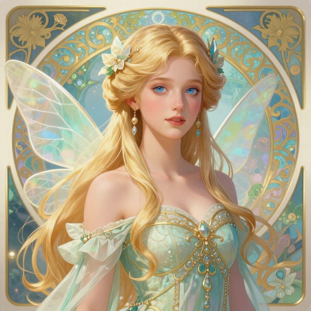 Fairy Queen Goddess Princess with Blonde Hair and Wings